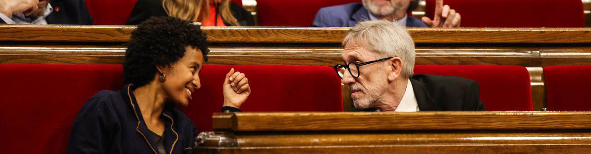 Ennatu Domingo i Agustí Colomines, al Parlament de Catalunya